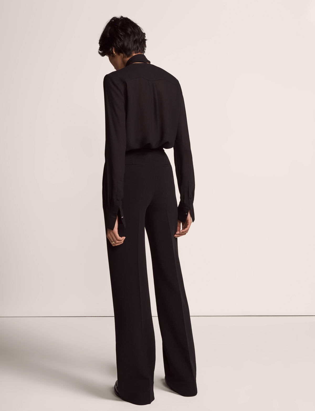 Another Tomorrow Bow Blouse in Black – Viscose Women's Top