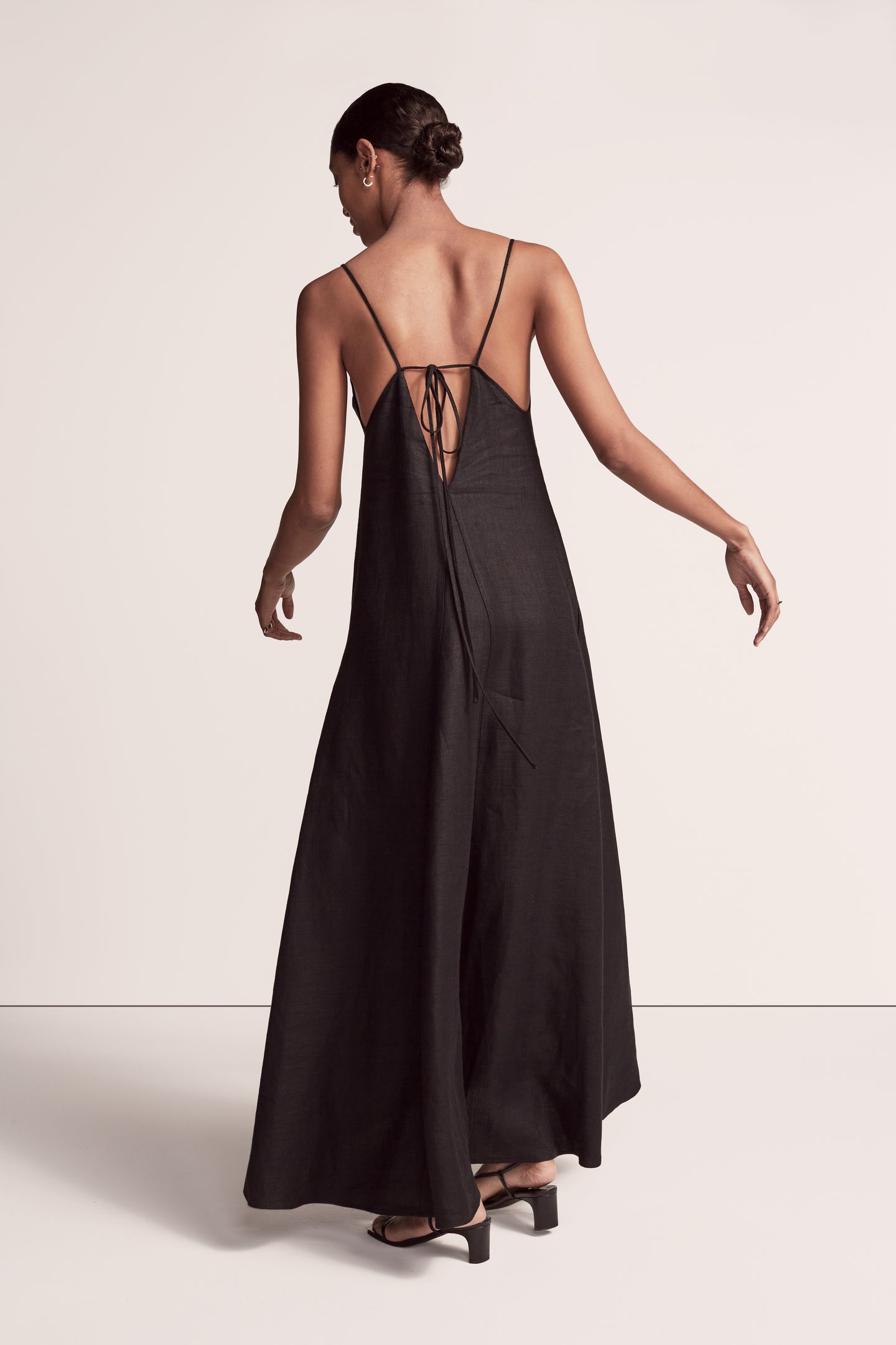 Another Tomorrow Archival Seamed Slip Dress in Black – Linen Women's Dress