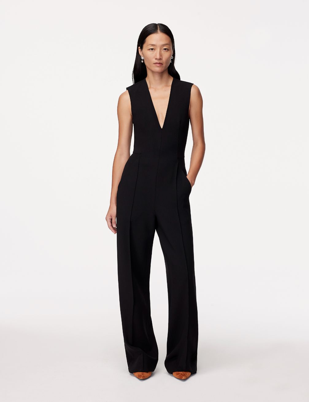 Another Tomorrow Doppio Jumpsuit in Black – Wool Women's Jumpsuit
