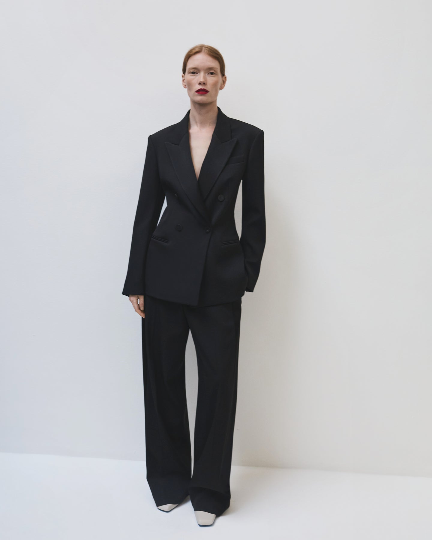 Another Tomorrow Tuxedo Trouser in Black – Wool Women's Trousers
