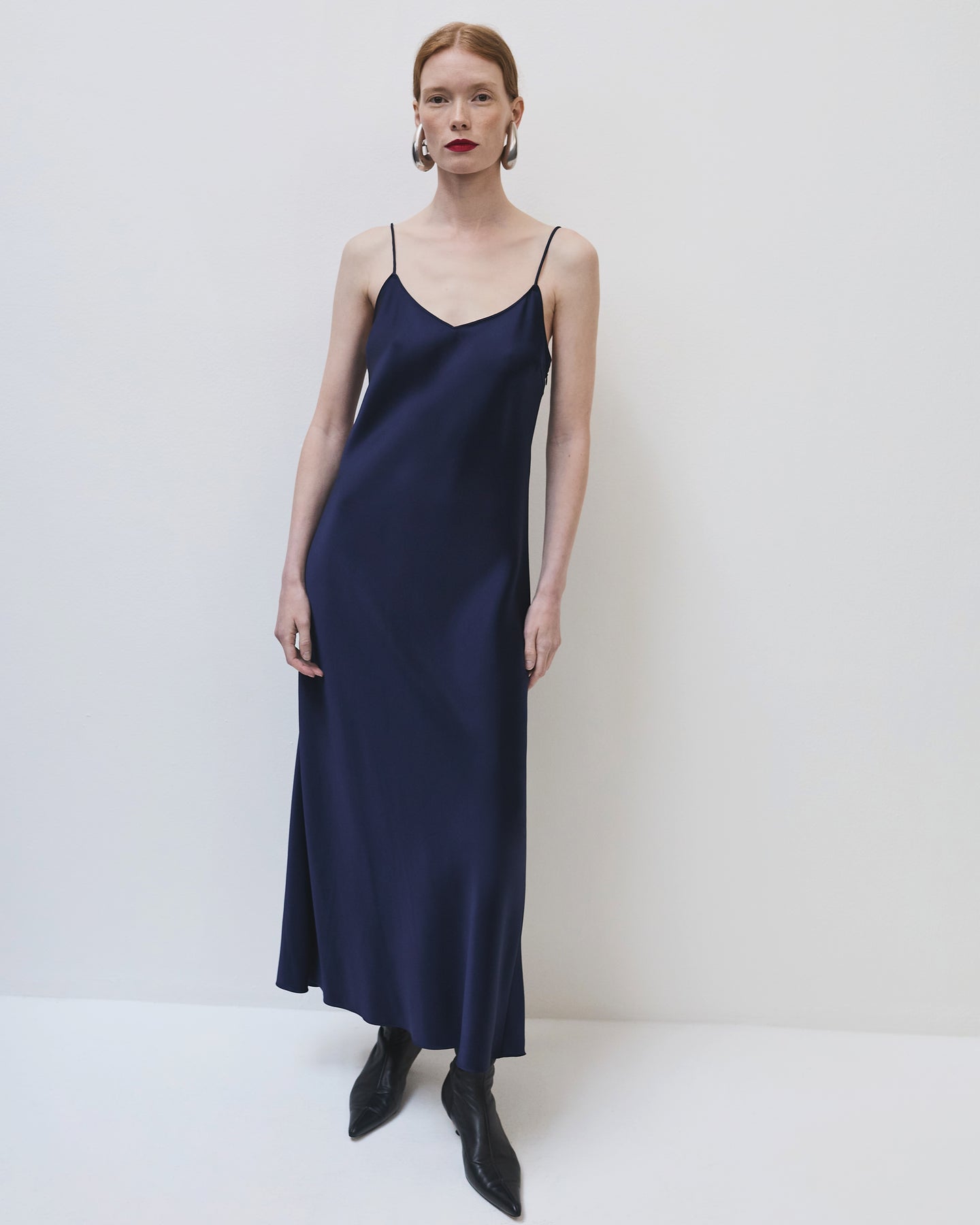 Another Tomorrow Satin Gown in Indigo – Satin Women's Dress