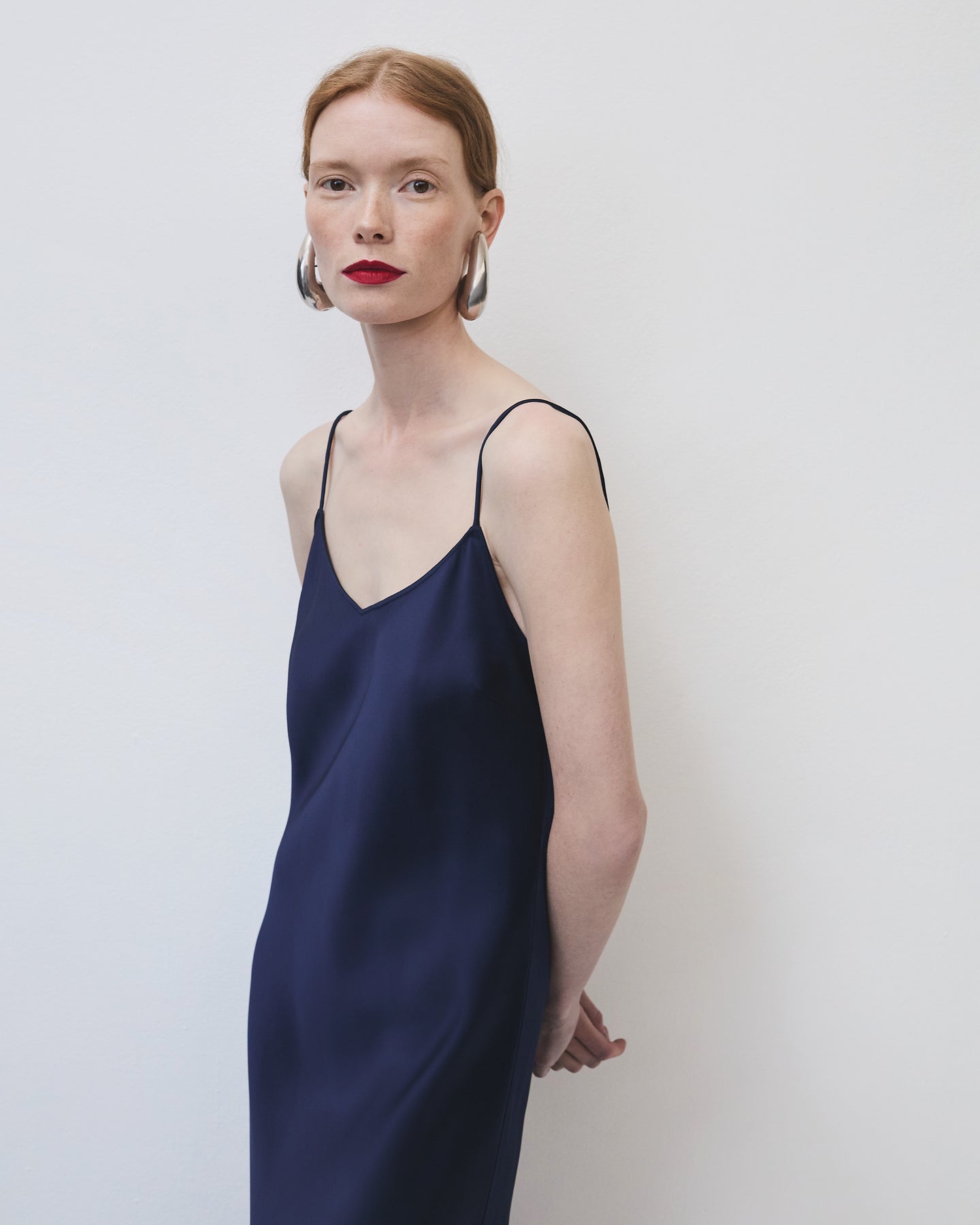 Another Tomorrow Satin Gown in Indigo – Satin Women's Dress