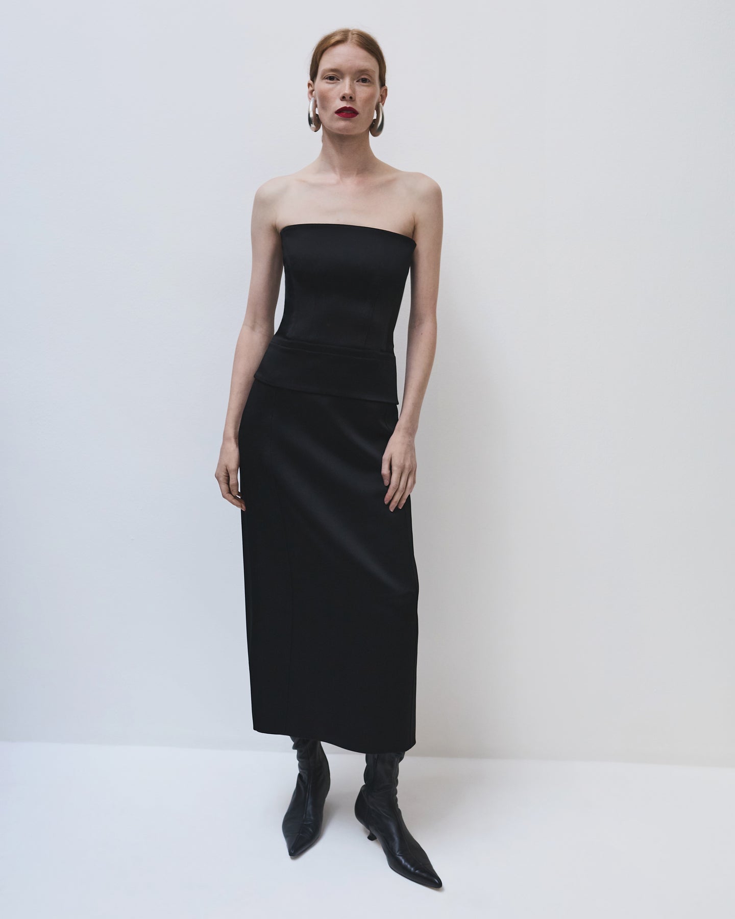Another Tomorrow Architectural Skirt in Black – Satin Women's Skirt
