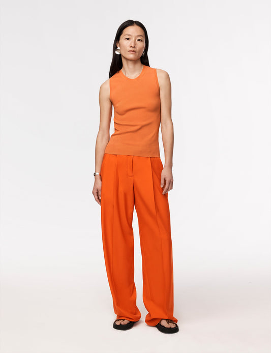 Another Tomorrow Ribbed Shell Knit in Tangerine – Viscose Women's Knitwear