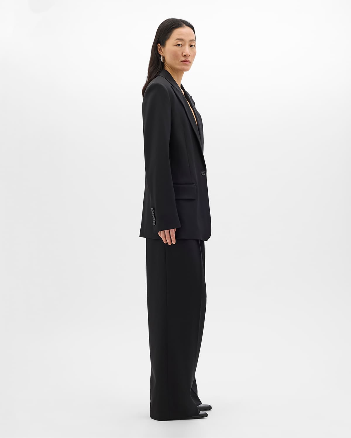 Single Button Relaxed Jacket | Black