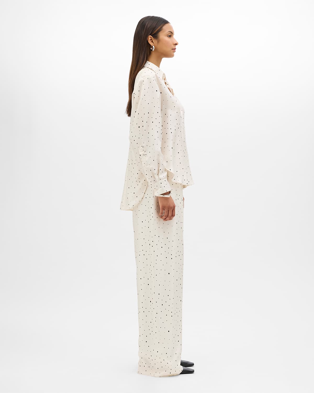 Silk Polka Dot Pant | Cream/Black Dot