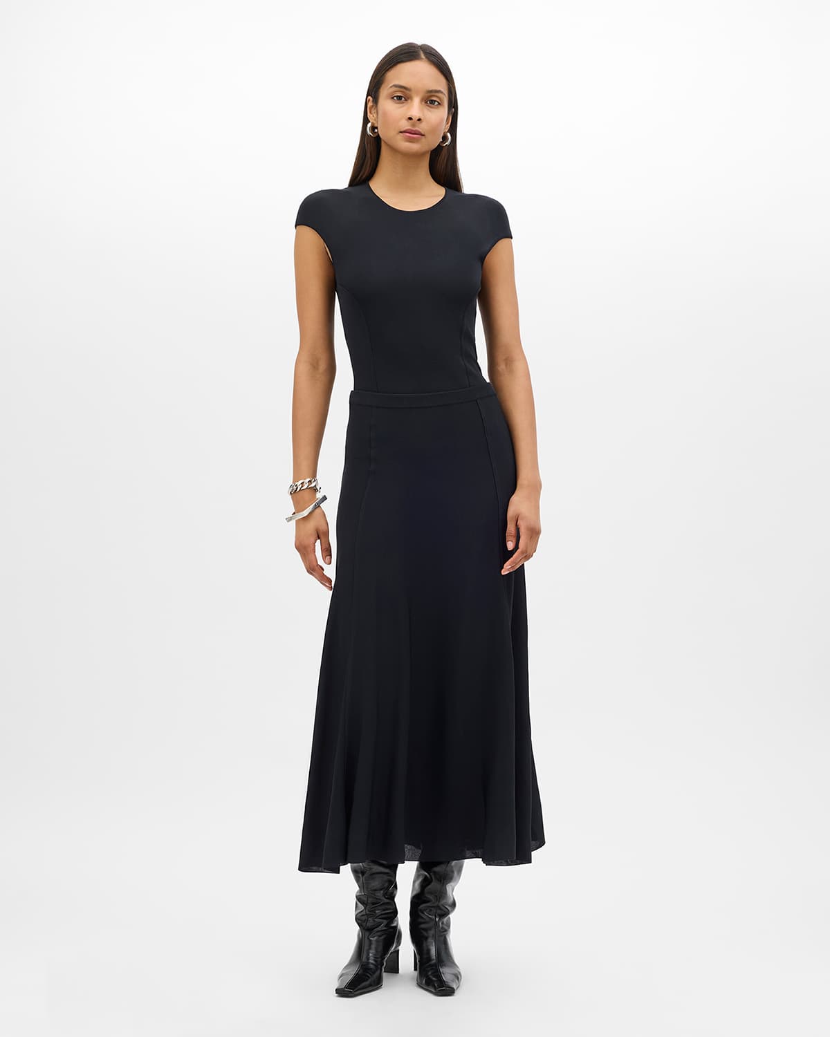 Seamed Fitted Top | Black