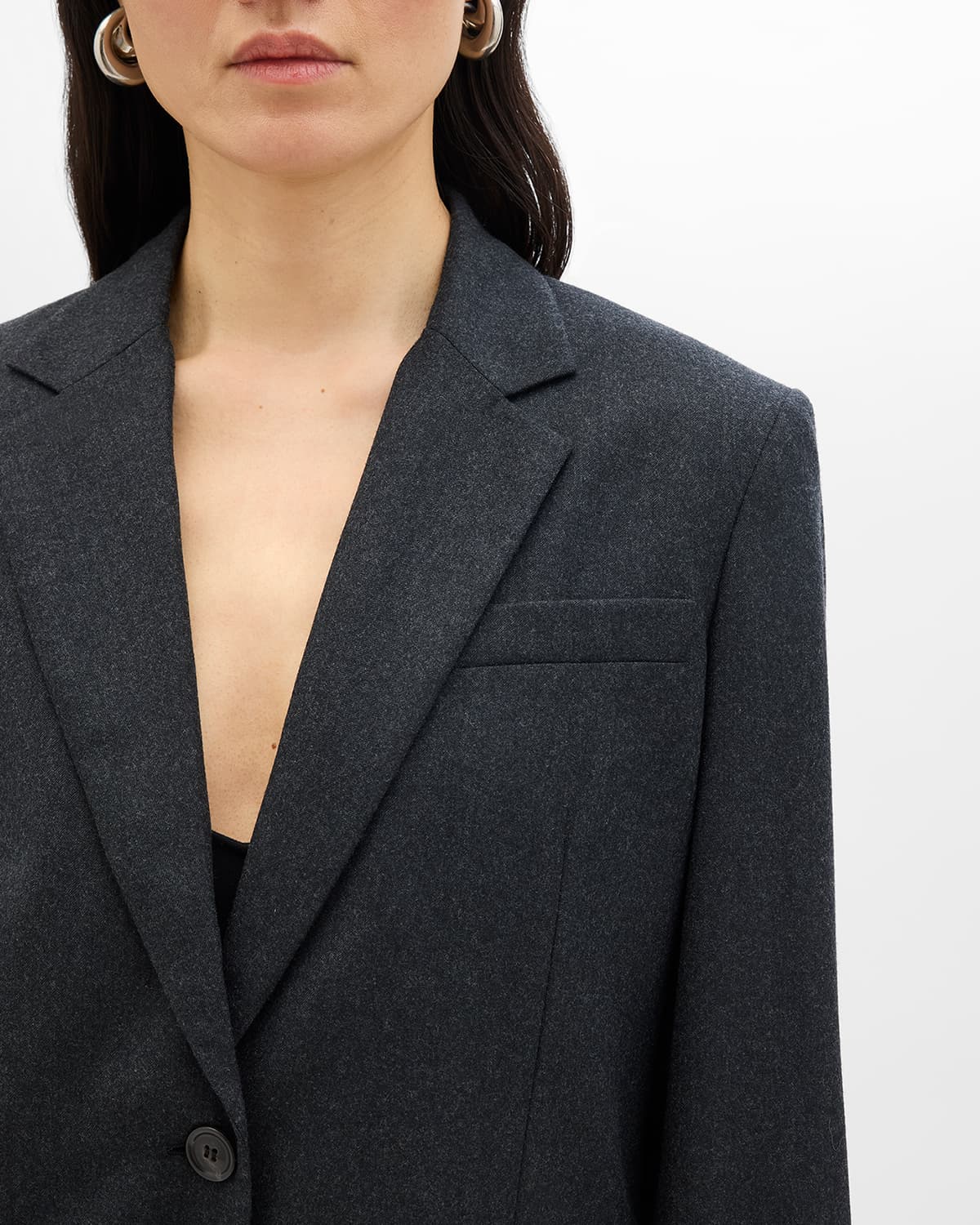 Flannel Relaxed Blazer | Charcoal Melange