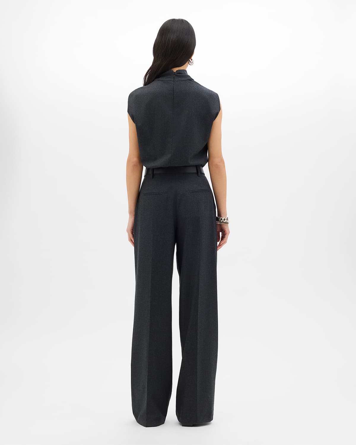 Wool Draped Top | Charcoal Melange
