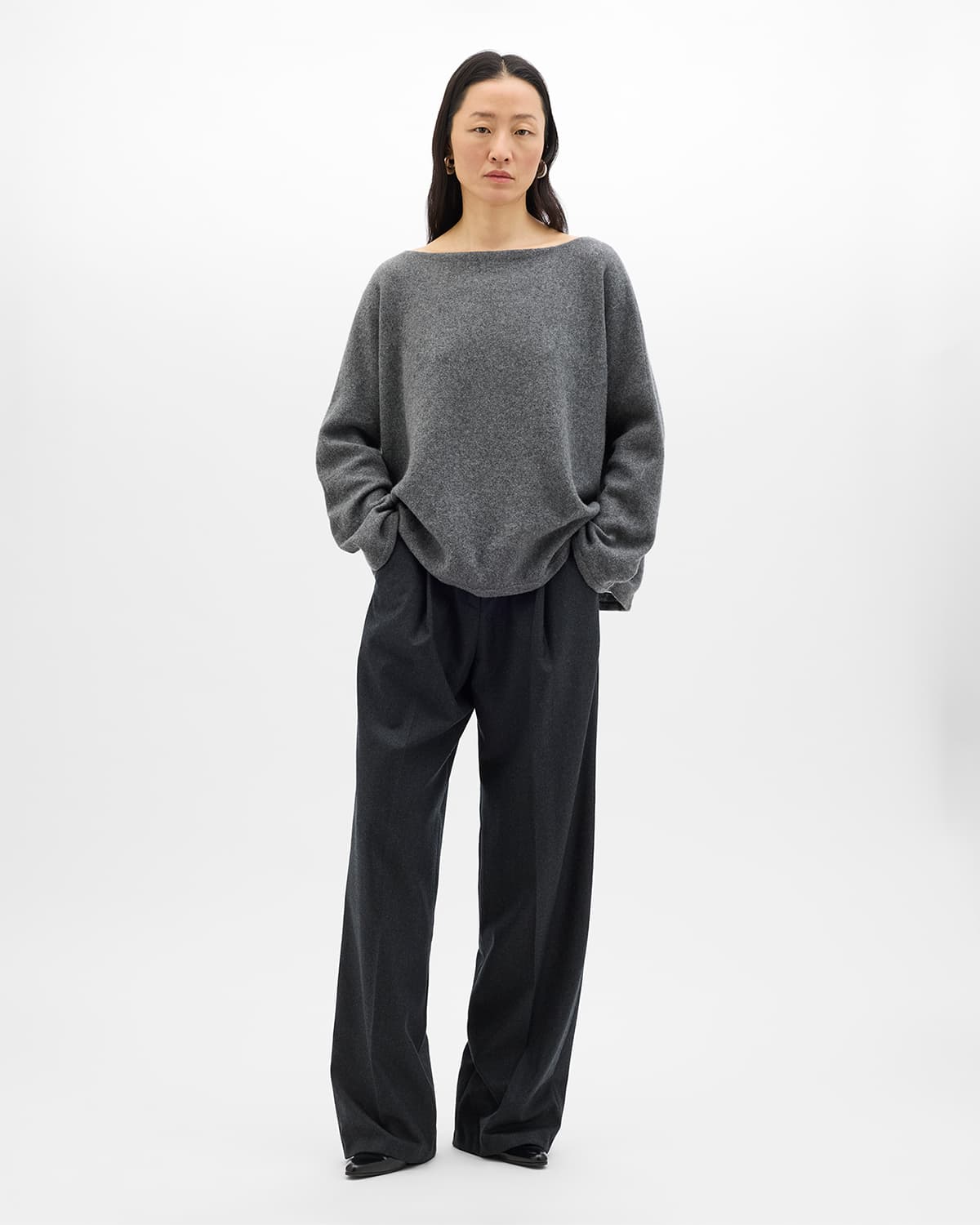 Merino Draped Knit | Grey Melange