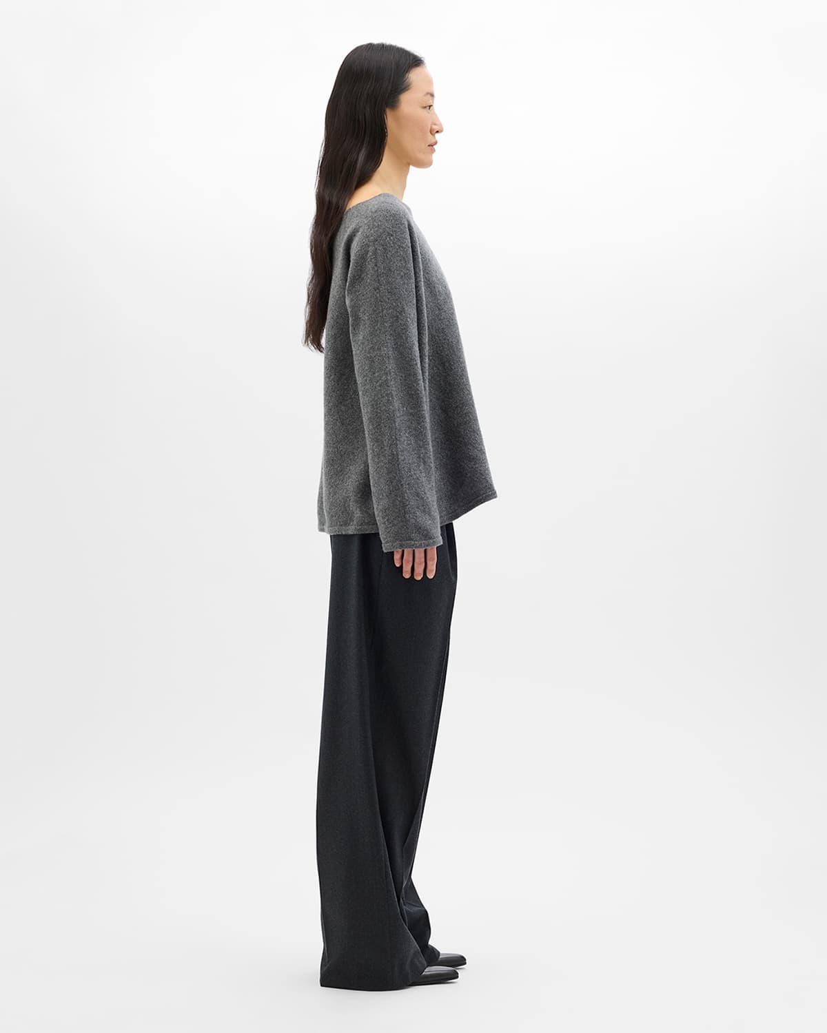 Merino Draped Knit | Grey Melange