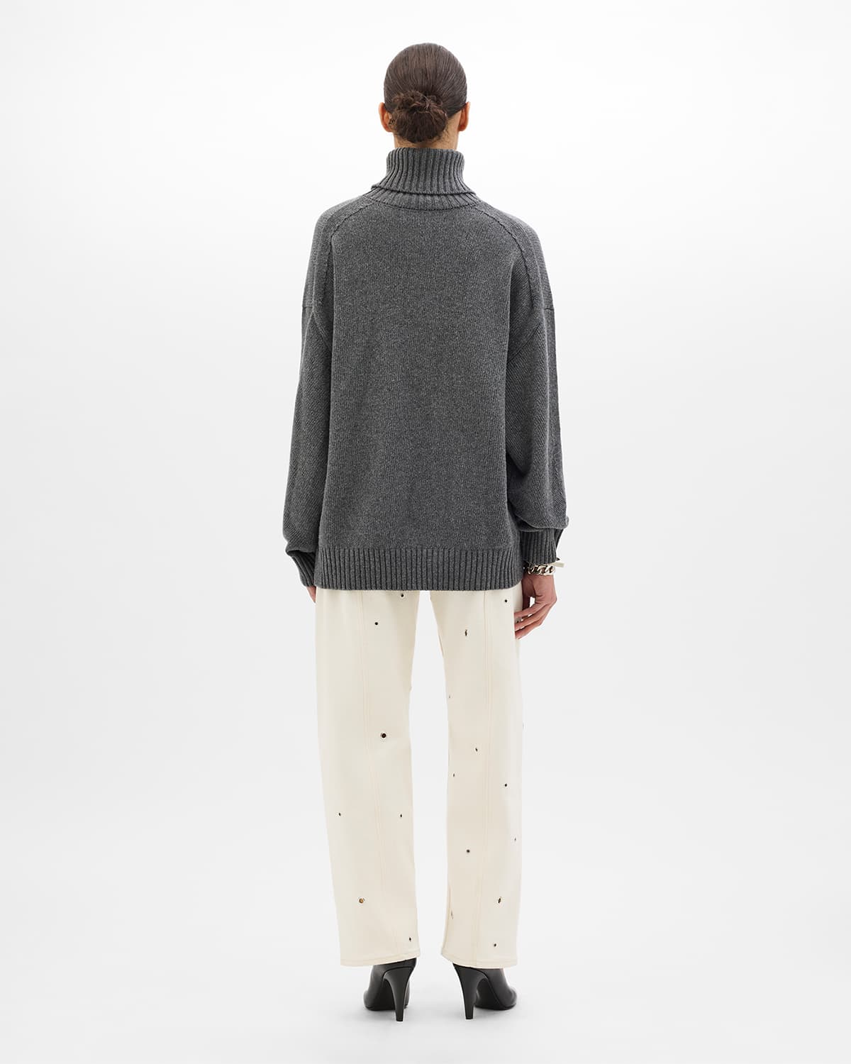 Cashmere Oversized Turtleneck | Grey Melange