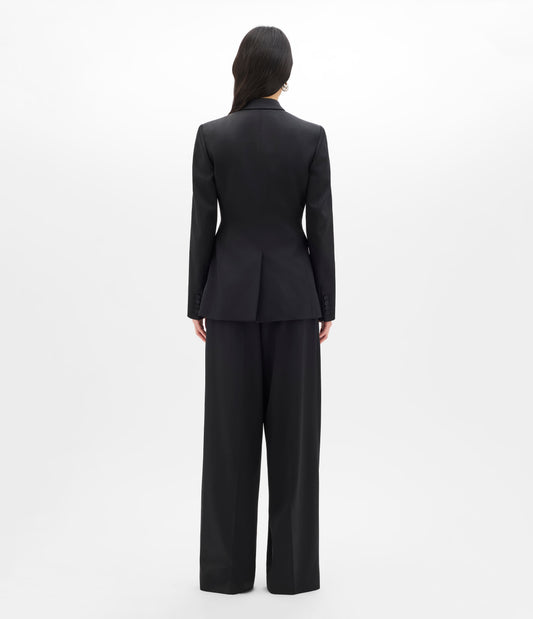 Another Tomorrow Seamed Waist Jacket in Black – Wool Women's Jacket