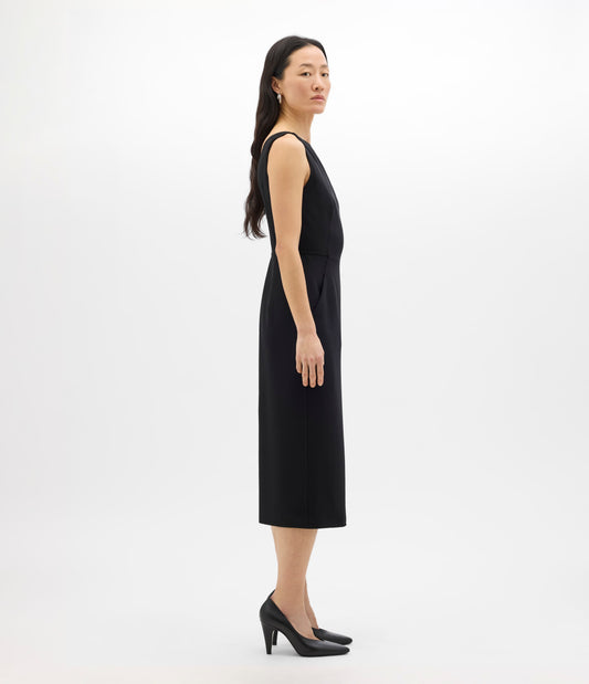 Another Tomorrow Doppio Boatneck Dress in Black – Wool Women's Dress