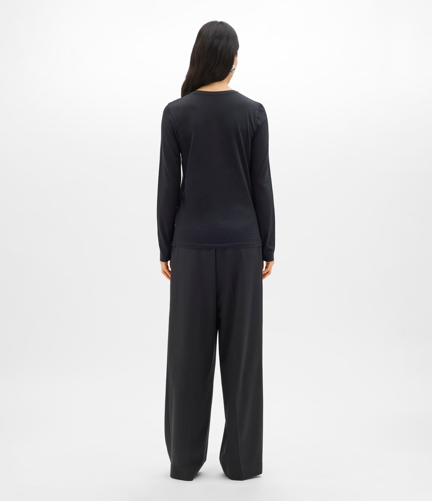 Another Tomorrow Long Sleeve T-Shirt in Black – Cotton Women's Top