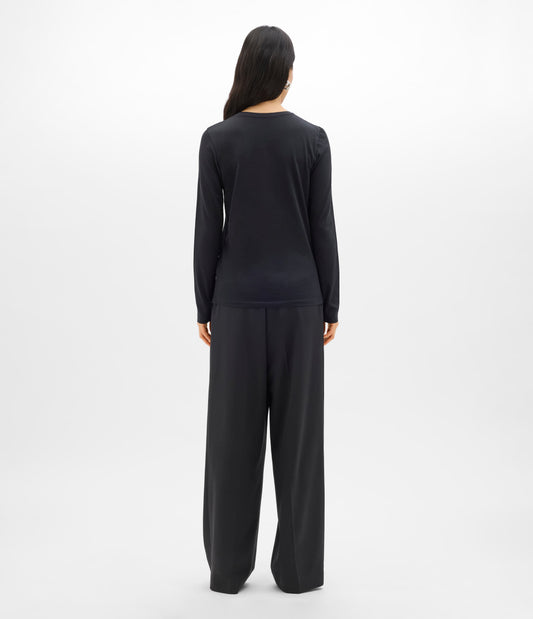 Another Tomorrow Long Sleeve T-Shirt in Black – Cotton Women's Top