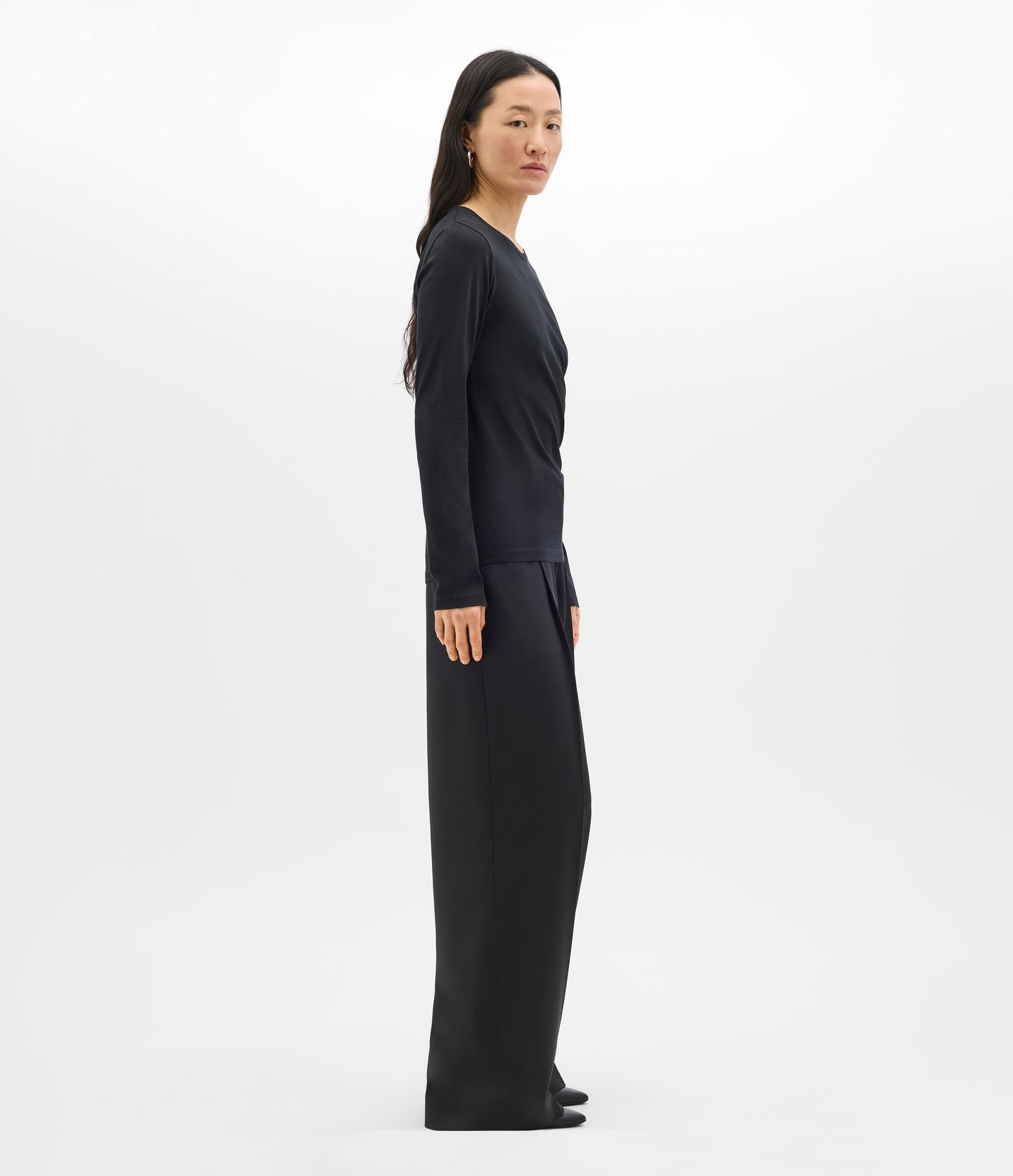 Another Tomorrow Long Sleeve T-Shirt in Black – Cotton Women's Top