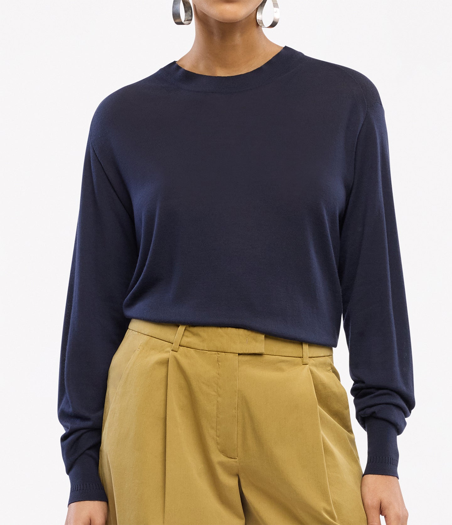 Another Tomorrow Featherweight Crew in Indigo – Wool