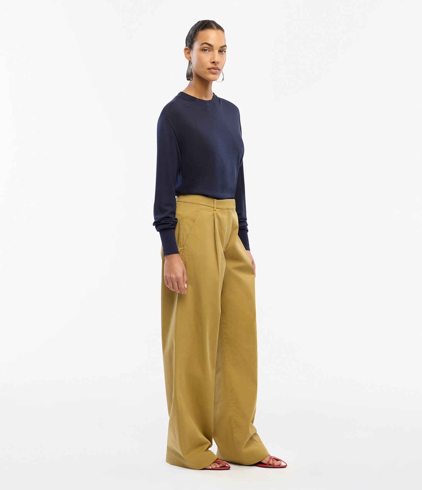 Another Tomorrow Featherweight Crew in Indigo – Wool