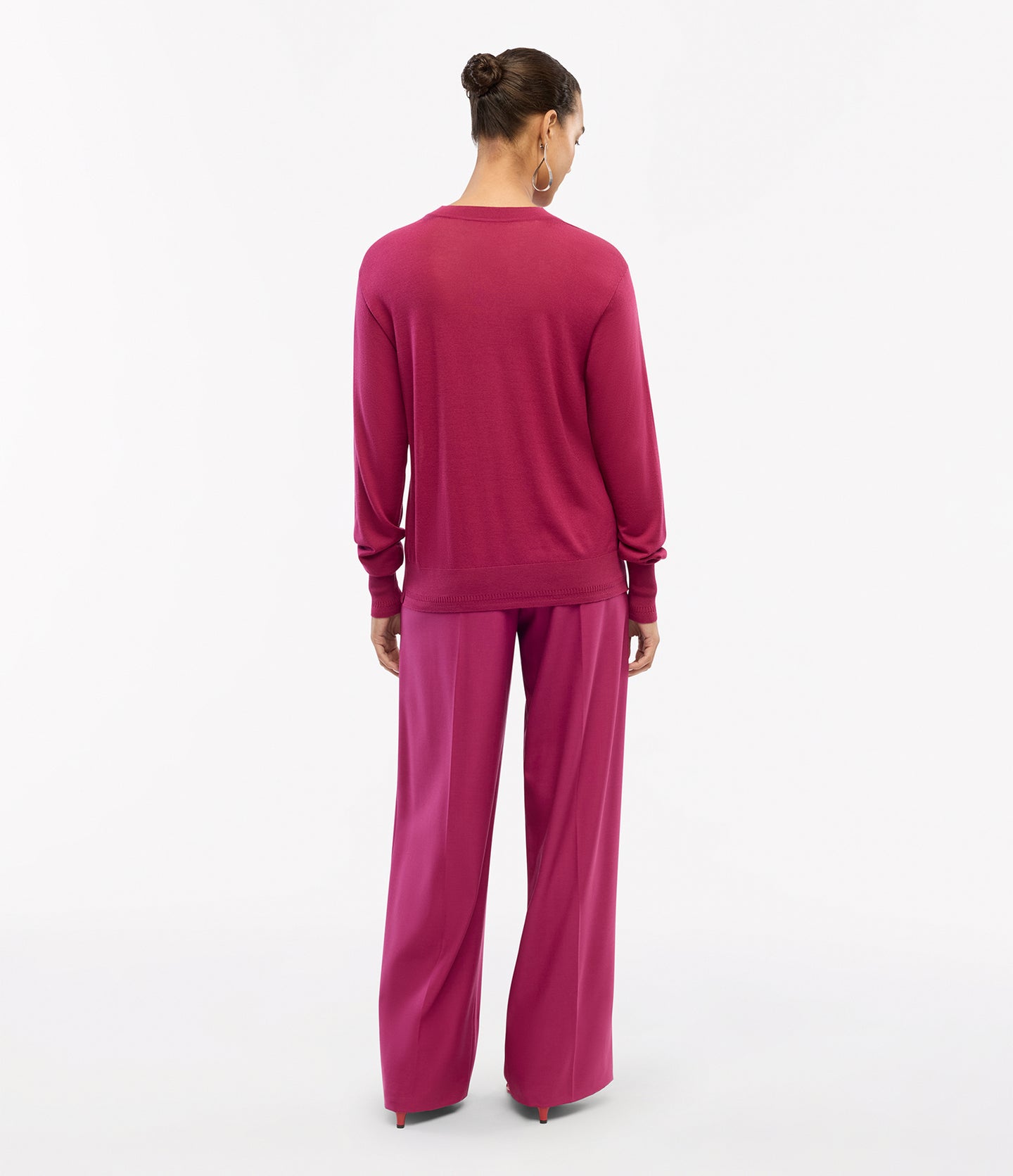 Another Tomorrow Featherweight Crew in Magenta – Wool