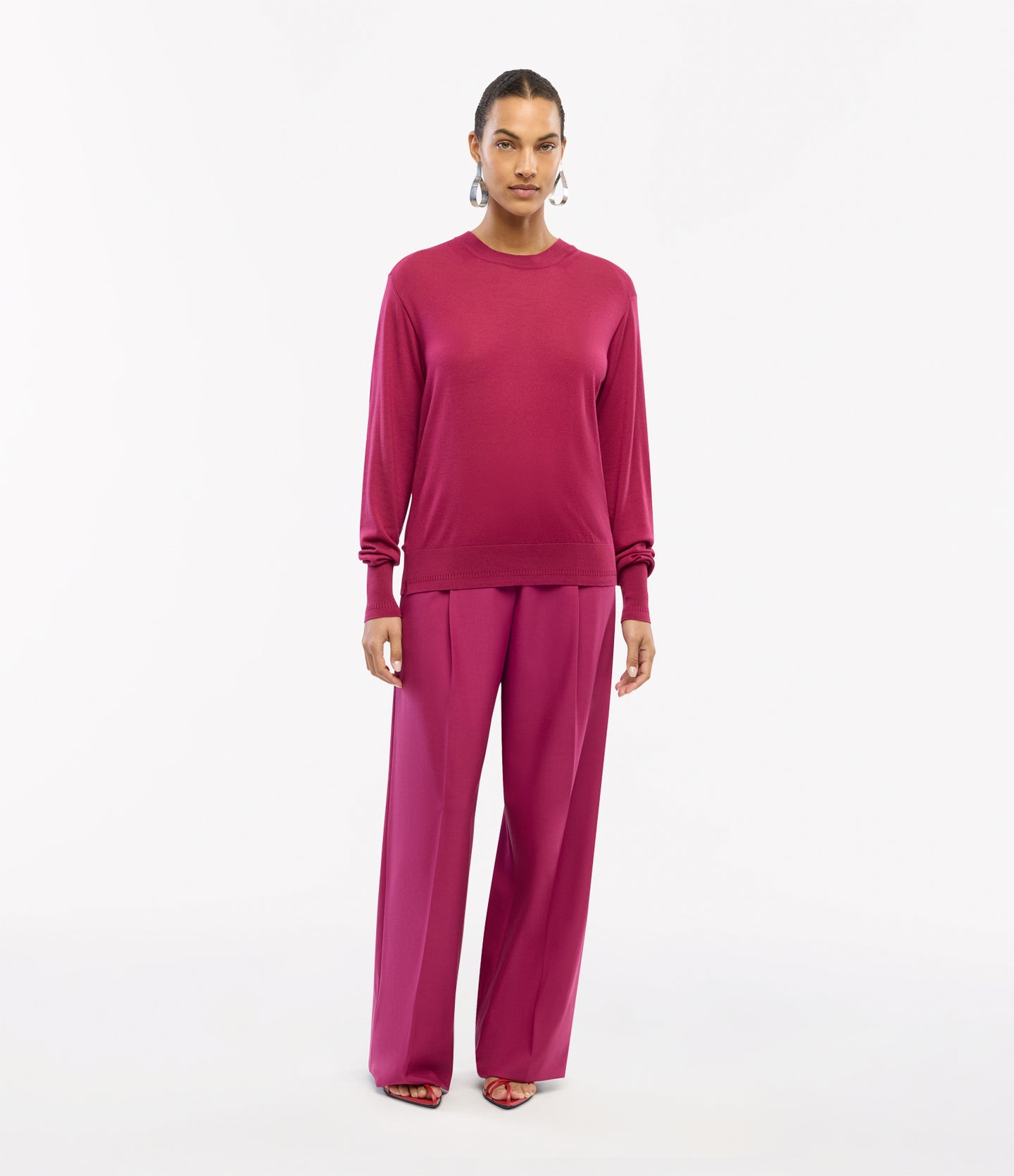 Another Tomorrow Featherweight Crew in Magenta – Wool