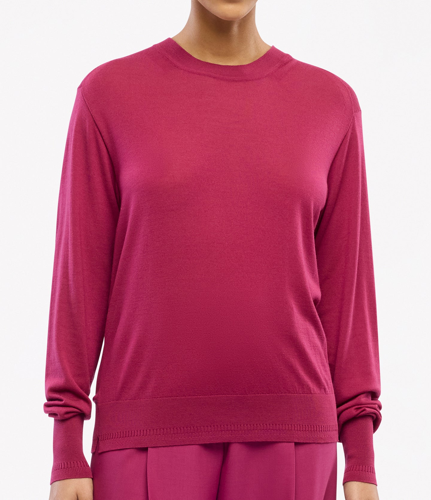 Another Tomorrow Featherweight Crew in Magenta – Wool