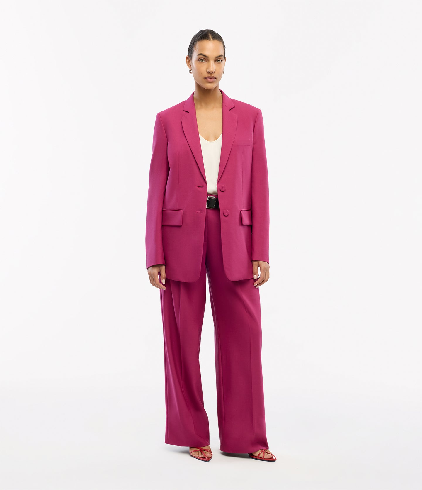 Another Tomorrow Oversized Blazer in Magenta – Wool Women's Jacket
