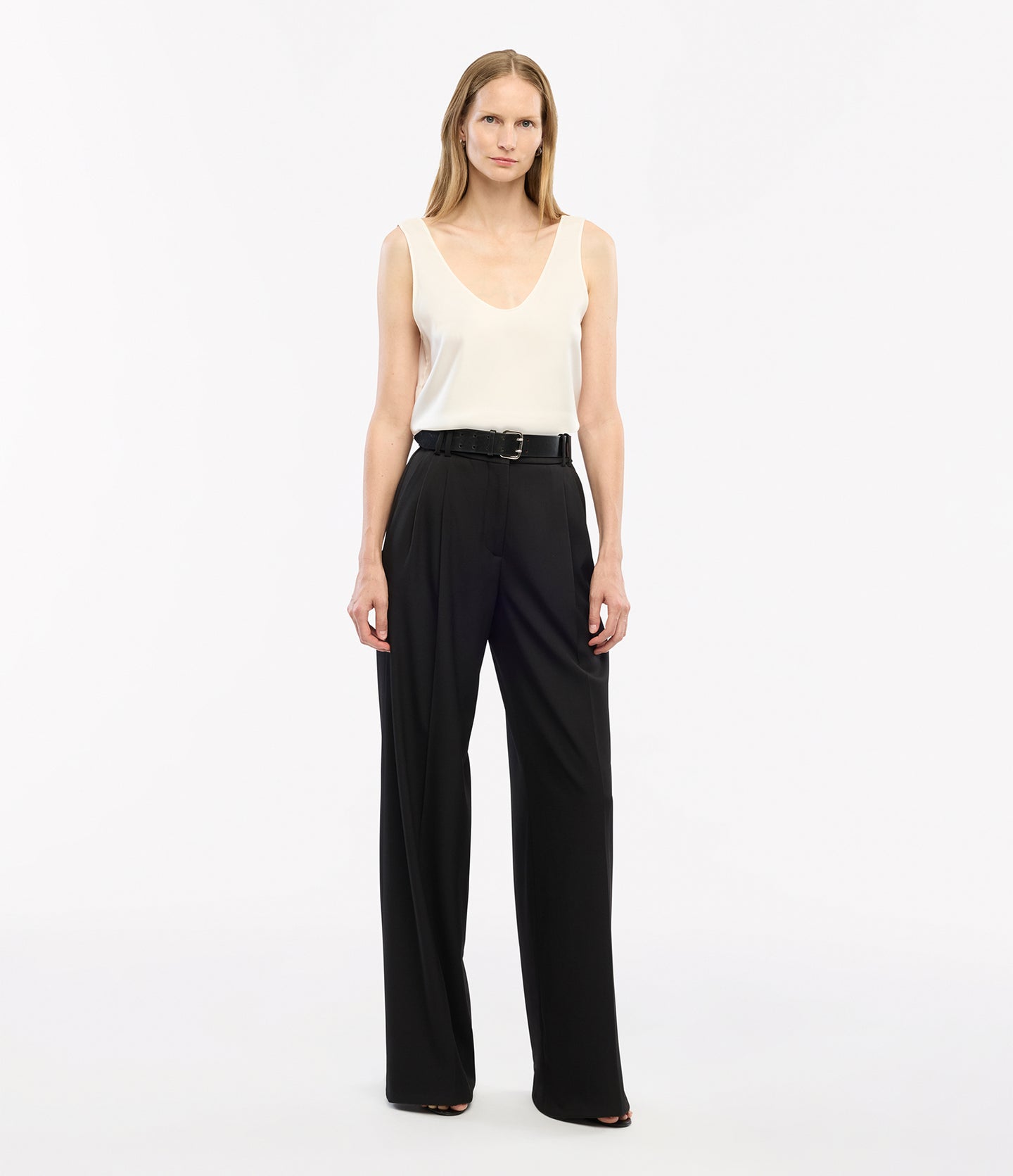 Twill Pleated Trouser | Black in black