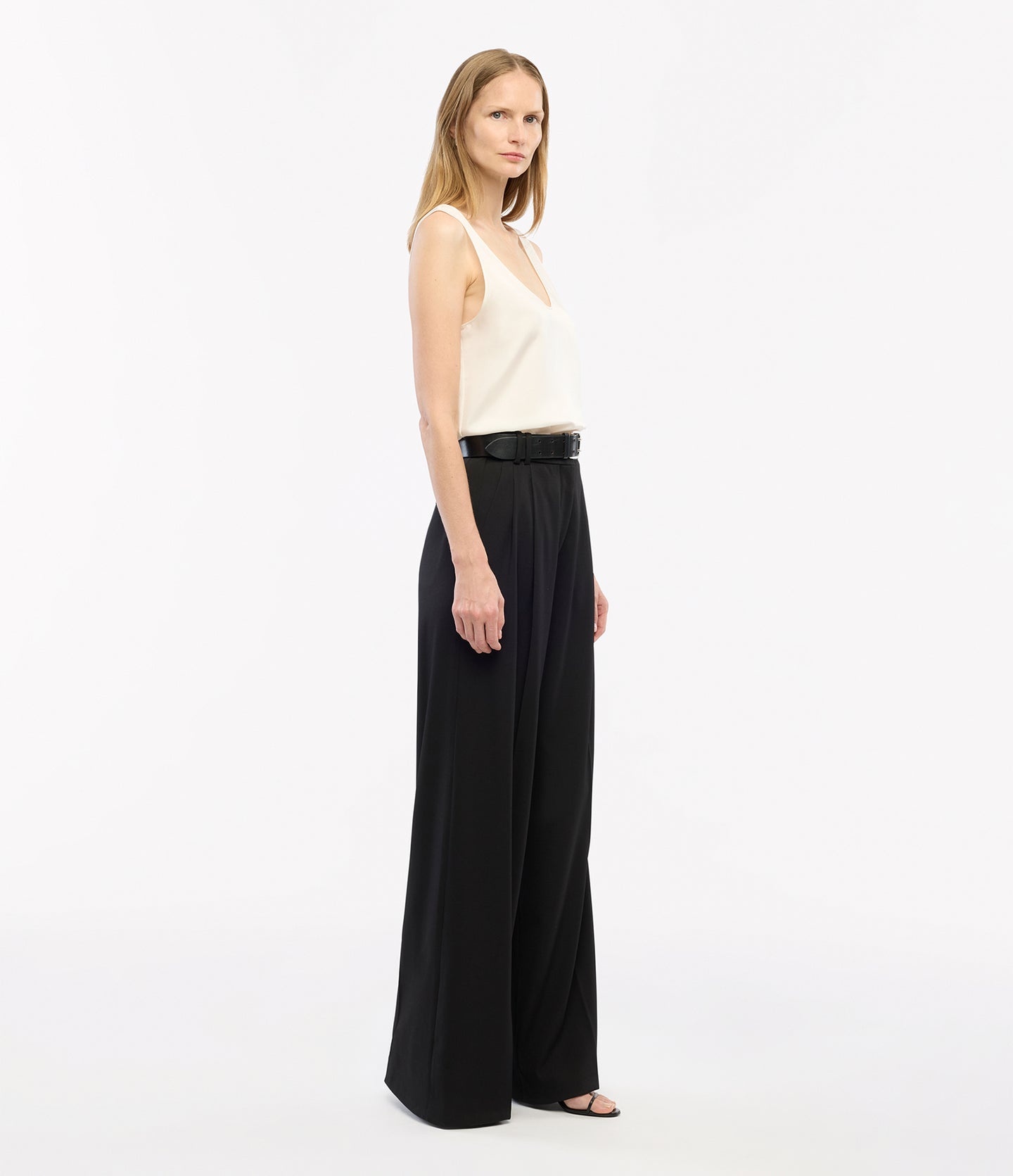 Twill Pleated Trouser | Black in black