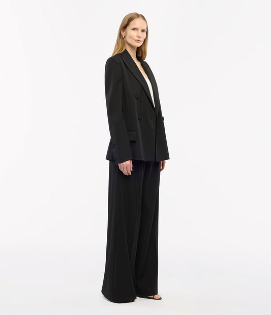Another Tomorrow Oversized Double Breasted Jacket in Black – Wool Women's Jacket