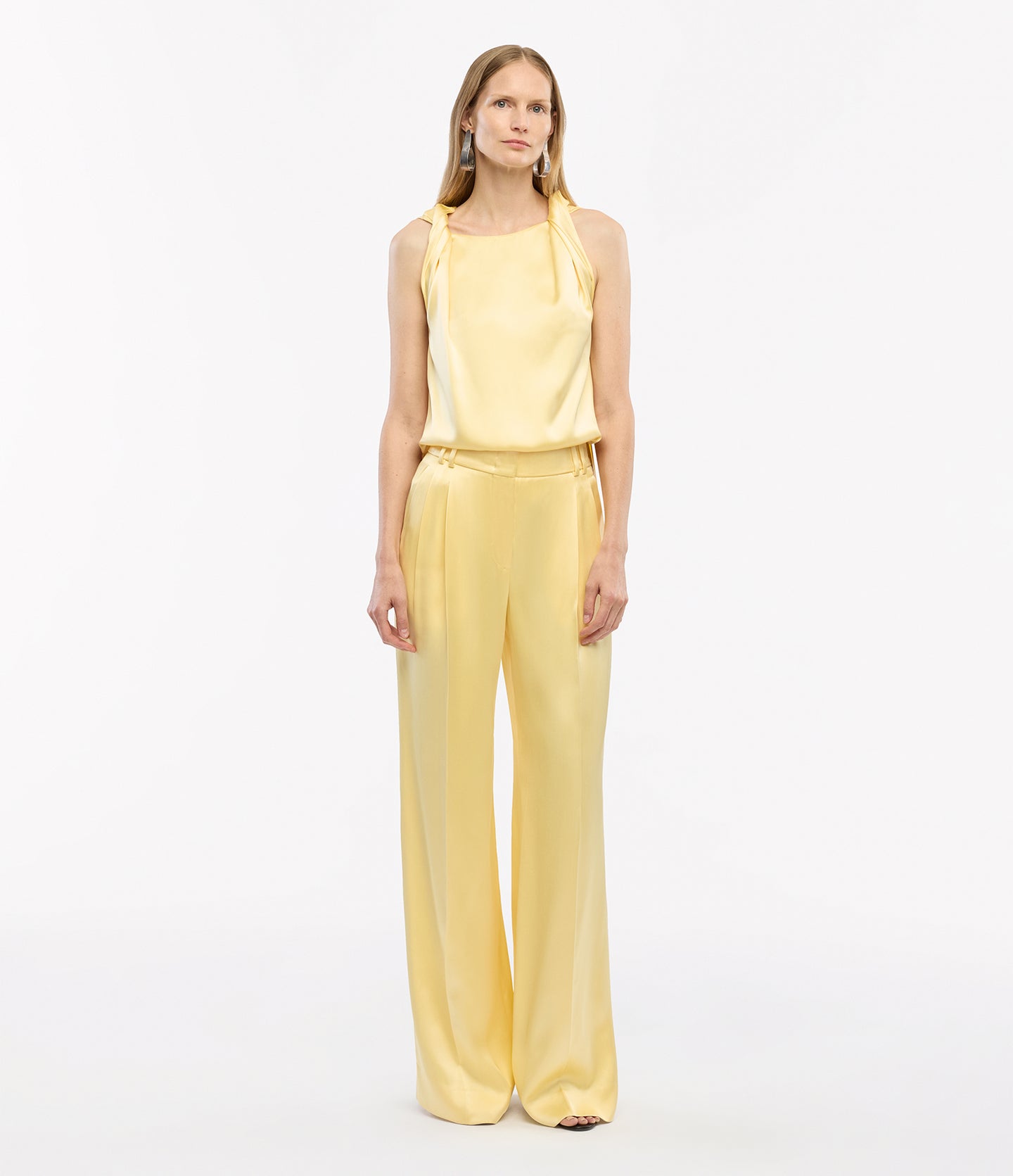 Another Tomorrow Twist Shoulder Top in Daffodil – Satin Women's Top