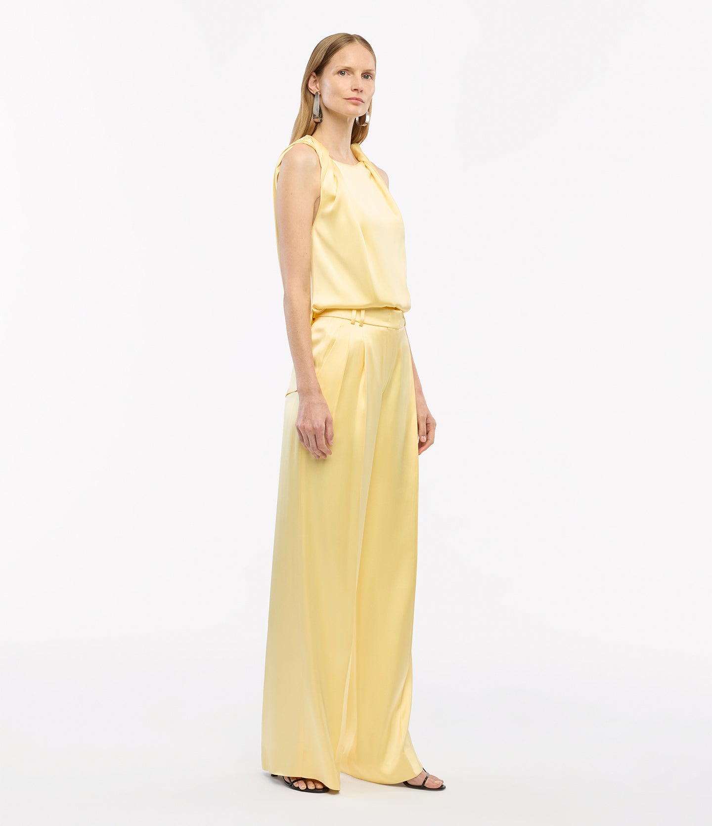 Another Tomorrow Twist Shoulder Top in Daffodil – Satin Women's Top