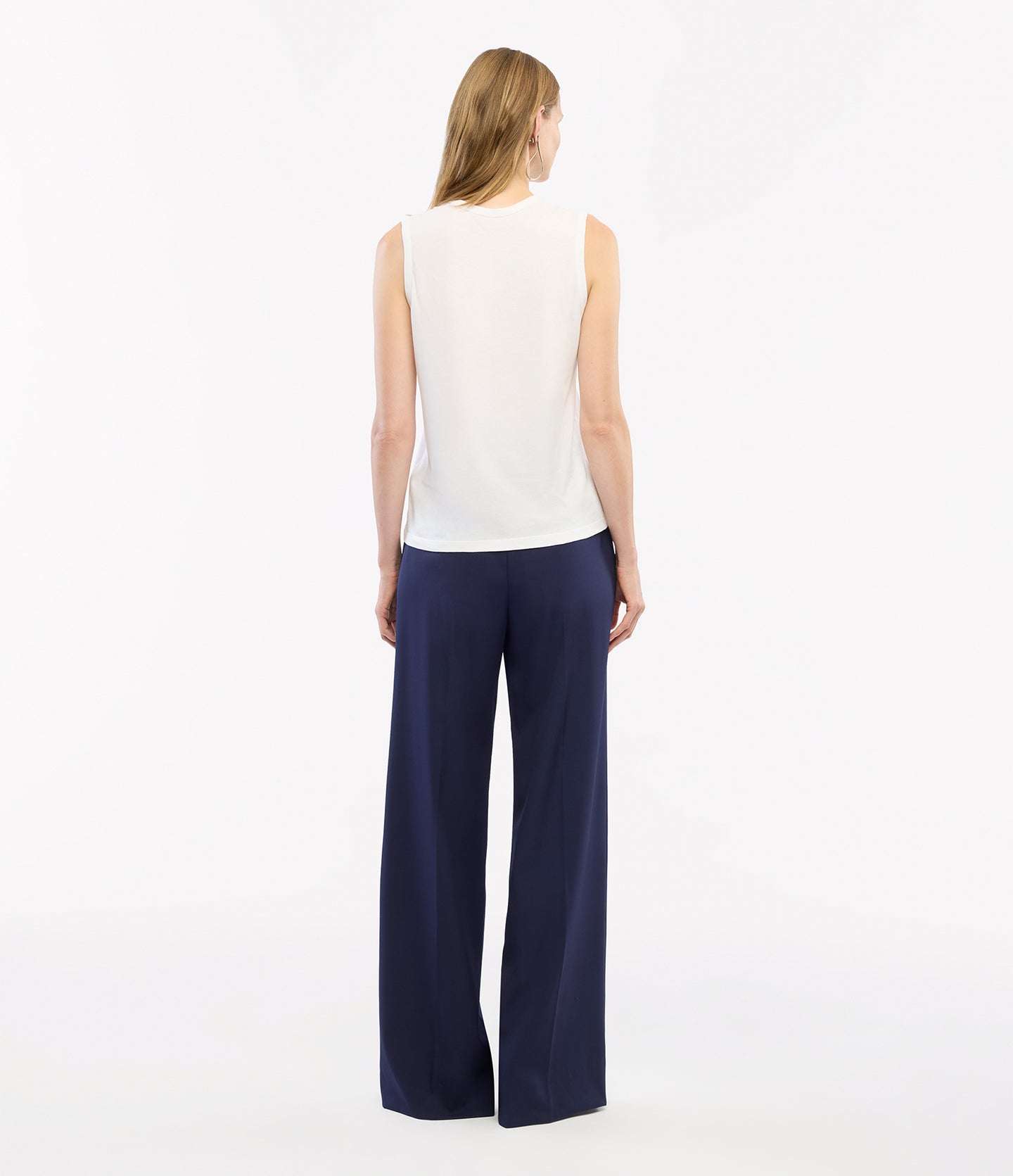 Another Tomorrow Sleeveless Tee in White – Cotton Women's Top