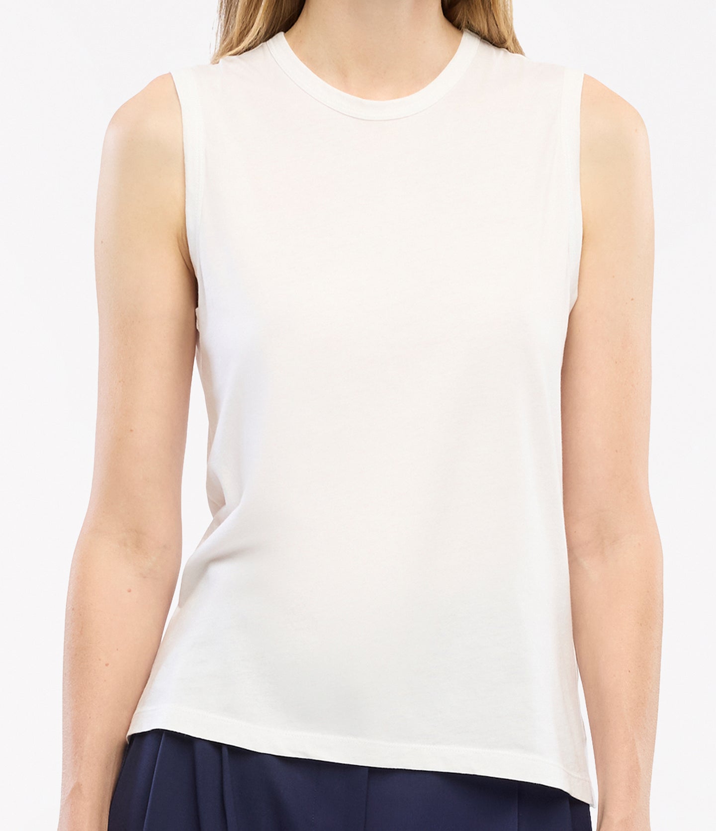 Another Tomorrow Sleeveless Tee in White – Cotton Women's Top