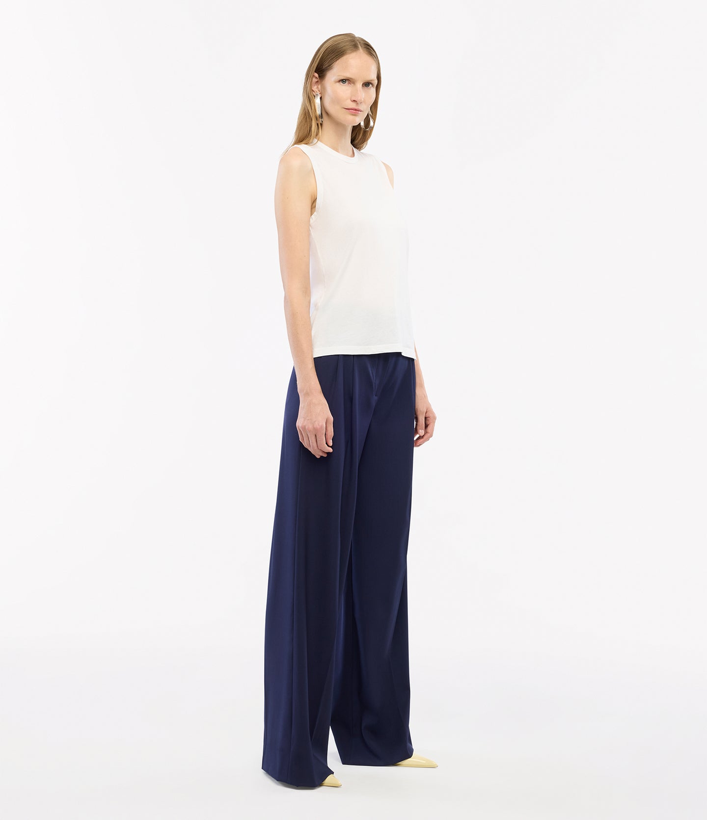 Another Tomorrow Sleeveless Tee in White – Cotton Women's Top