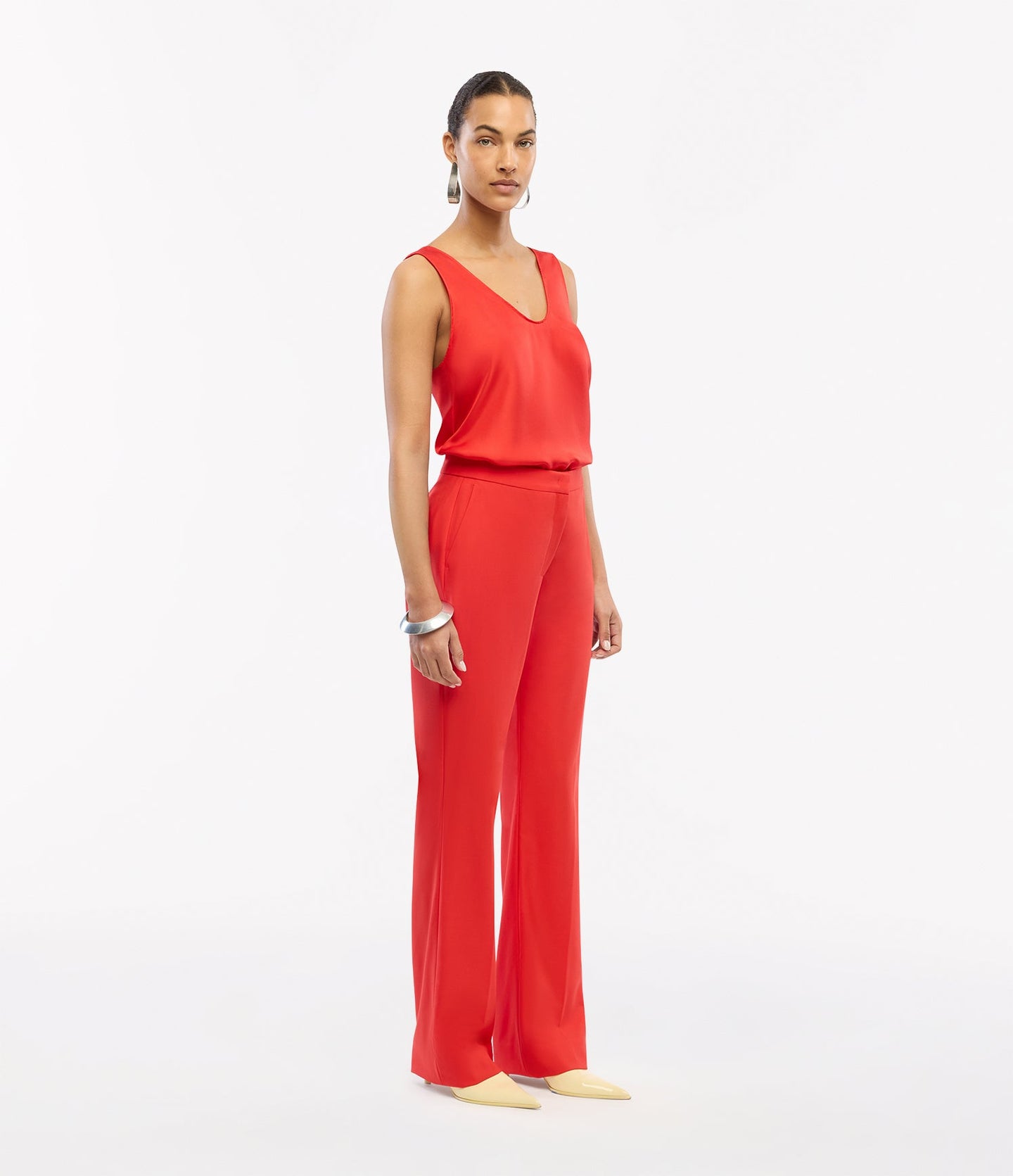 Another Tomorrow The Classic Trouser in Fire Red – Wool Women's Trousers