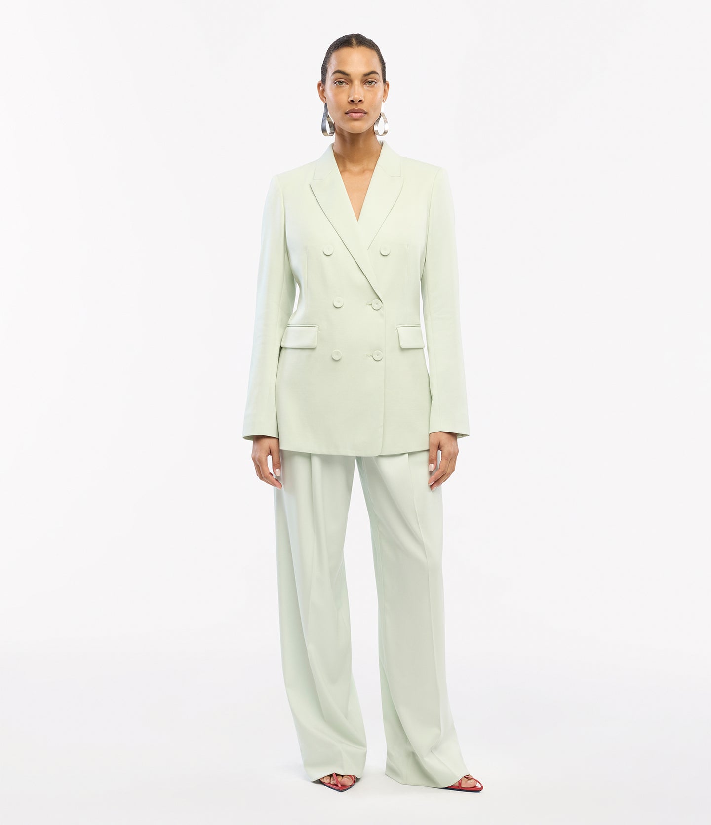 Another Tomorrow Double-Breasted Jacket in Julep – Wool Women's Jacket