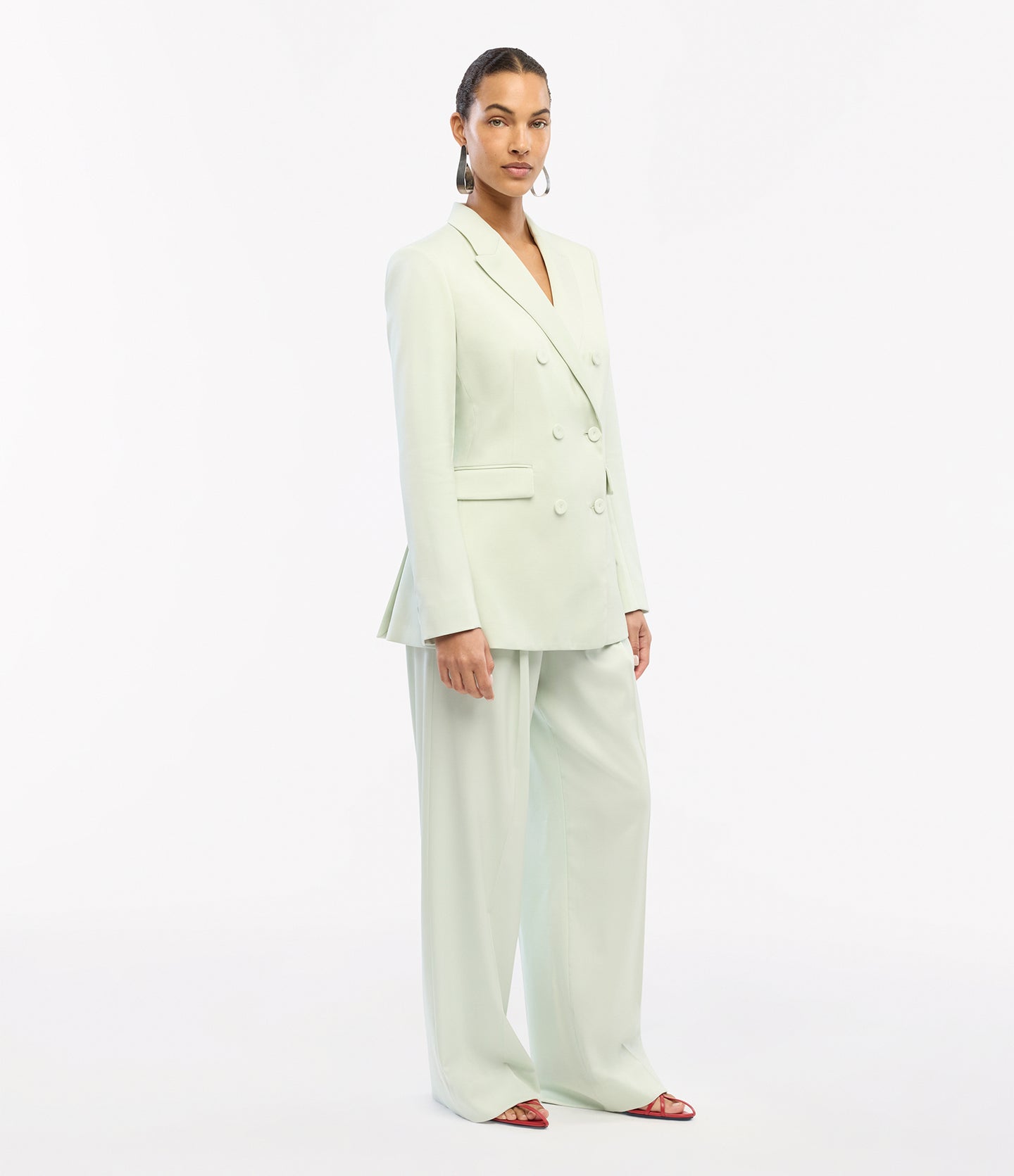 Another Tomorrow Double-Breasted Jacket in Julep – Wool Women's Jacket