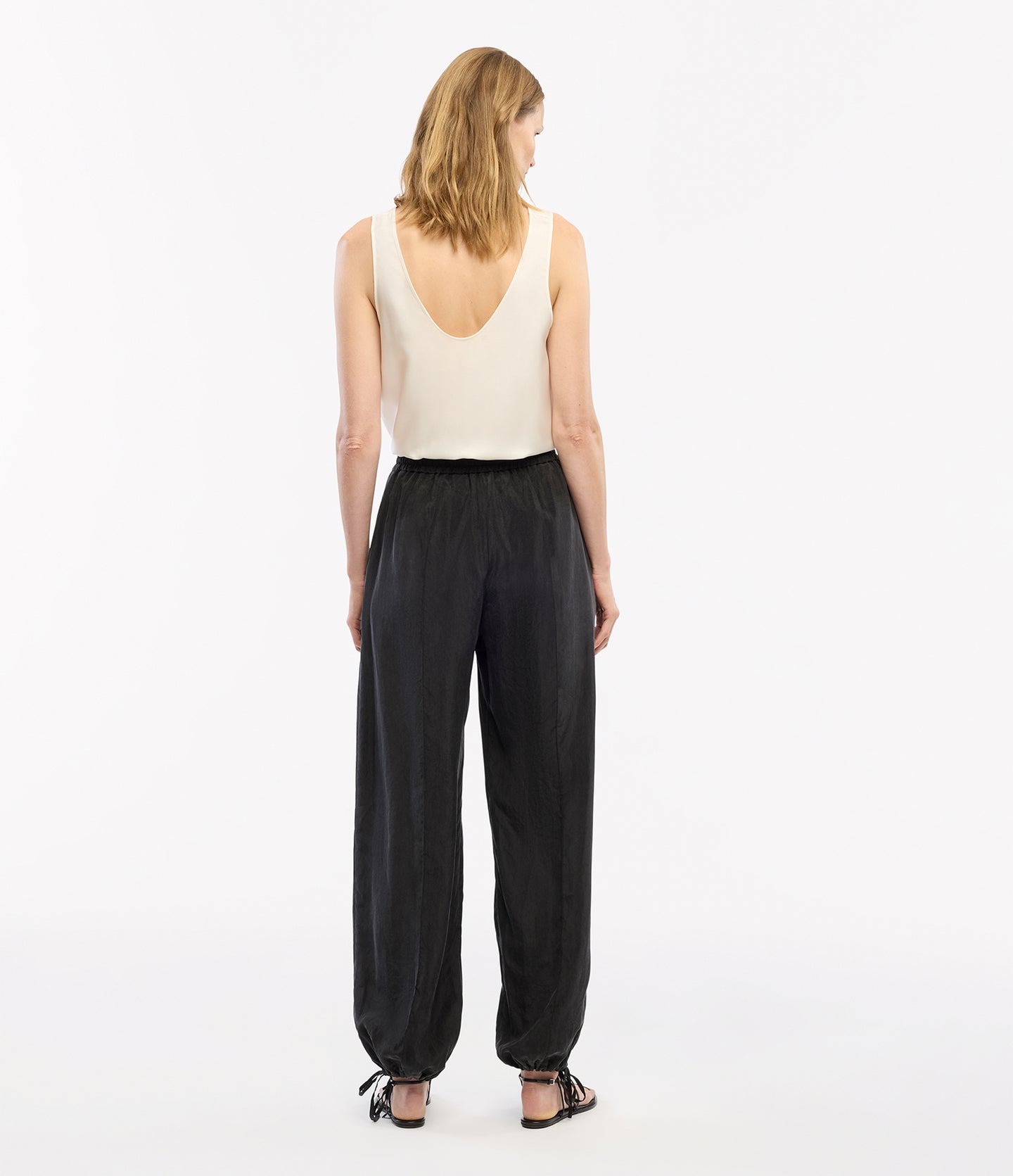 Another Tomorrow Drawstring Track Pant in Black – Lyocell Women's Trousers