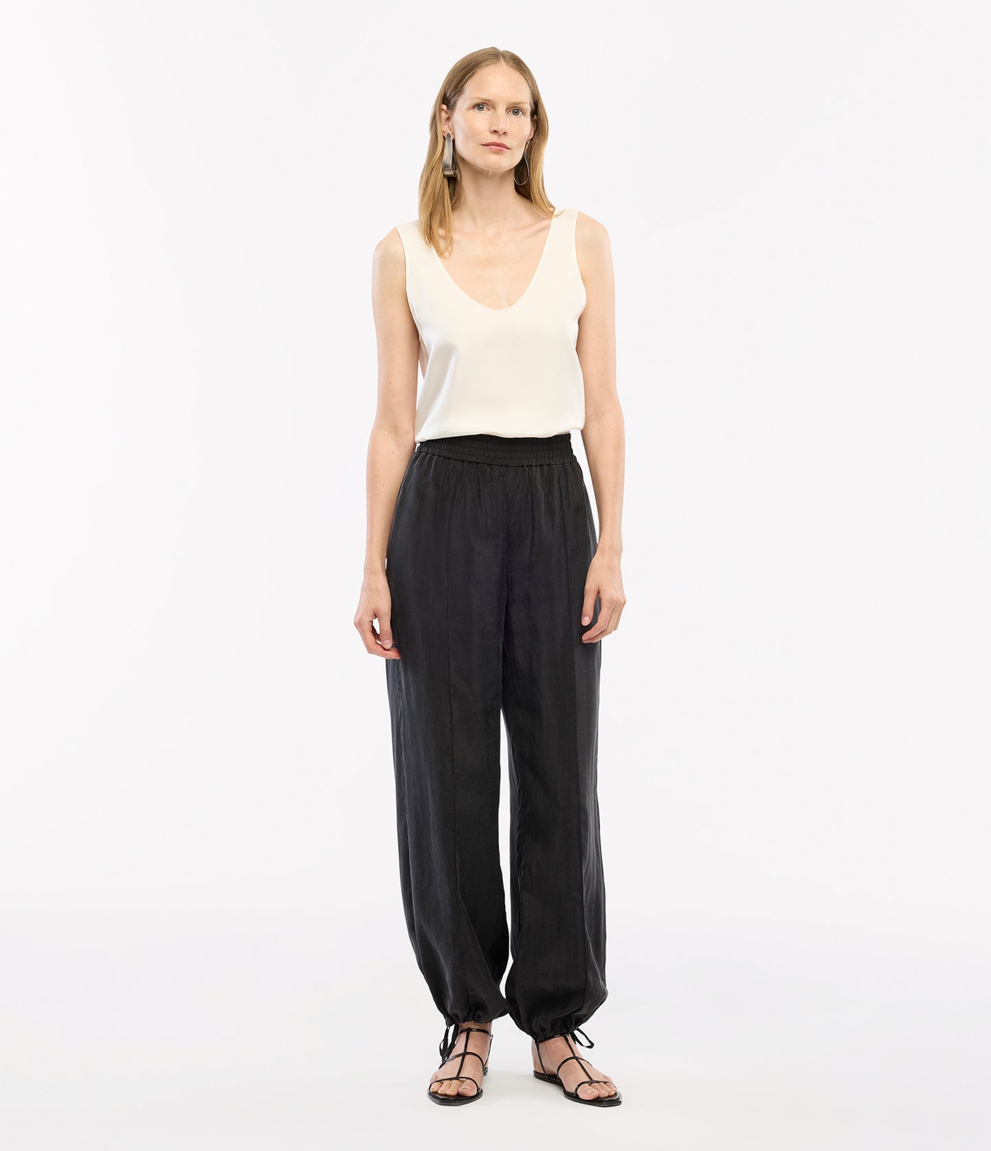 Another Tomorrow Drawstring Track Pant in Black – Lyocell Women's Trousers