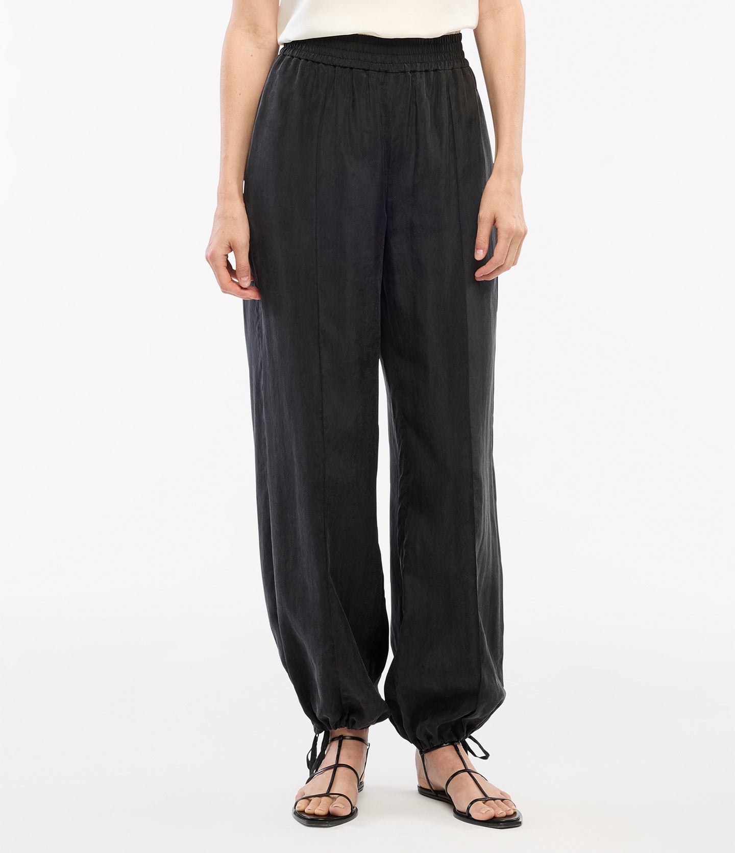 Another Tomorrow Drawstring Track Pant in Black – Lyocell Women's Trousers