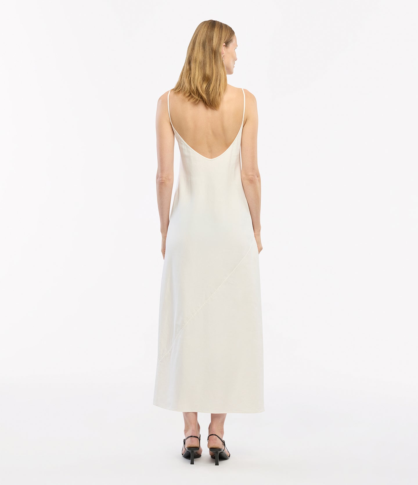 Another Tomorrow Square Neck Slip Dress in Off White – Viscose Women's Dress