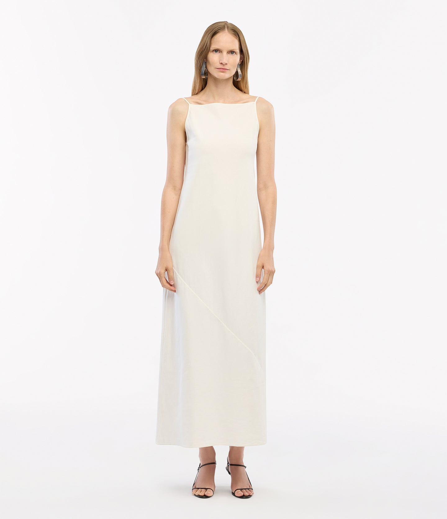 Another Tomorrow Square Neck Slip Dress in Off White – Viscose Women's Dress