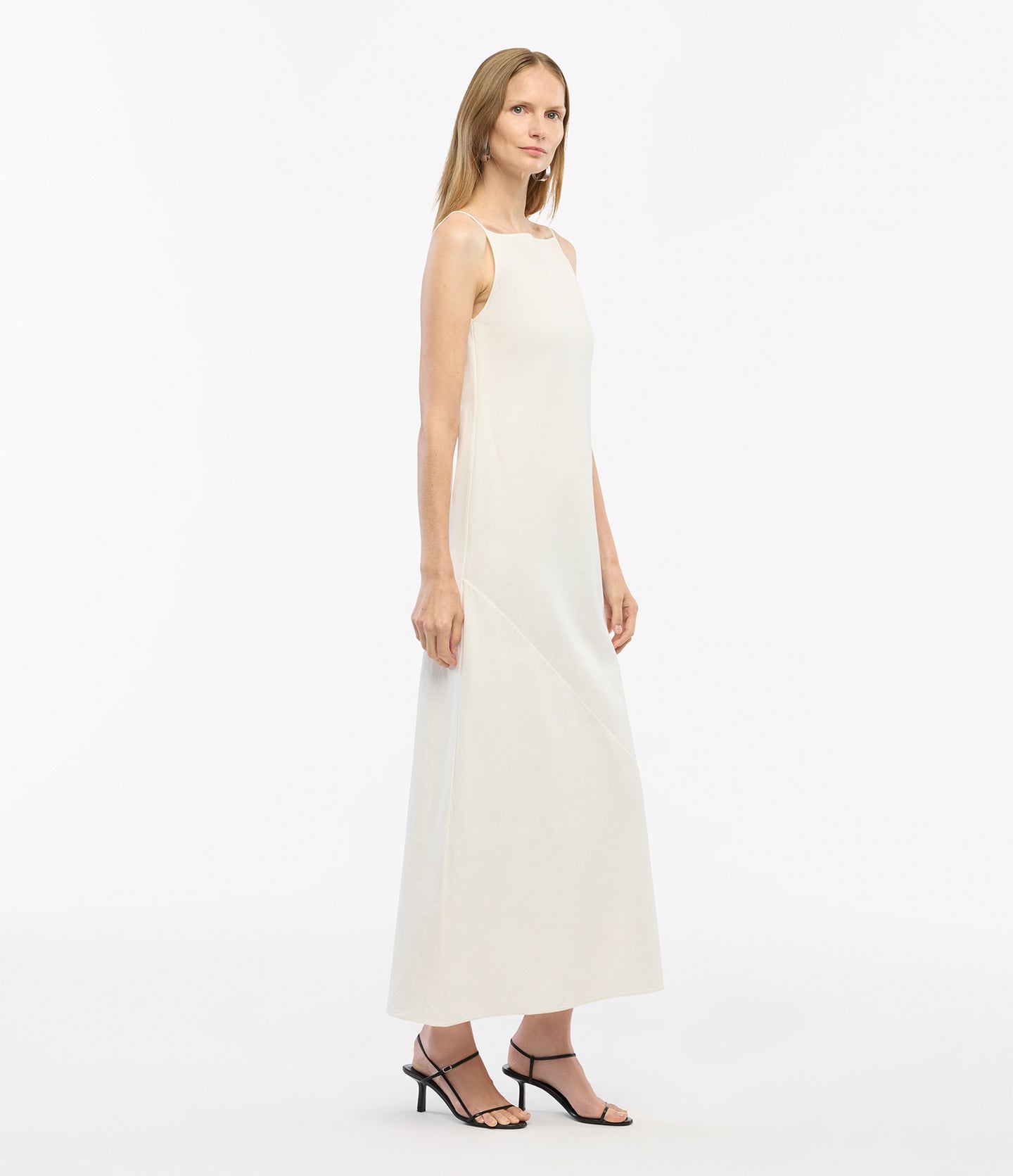Another Tomorrow Square Neck Slip Dress in Off White – Viscose Women's Dress
