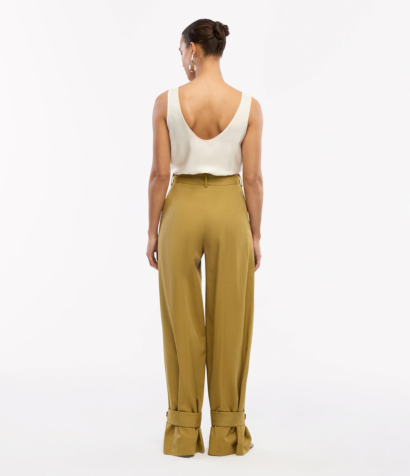 Another Tomorrow Tab Trouser in Thyme – Cotton Women's Trousers
