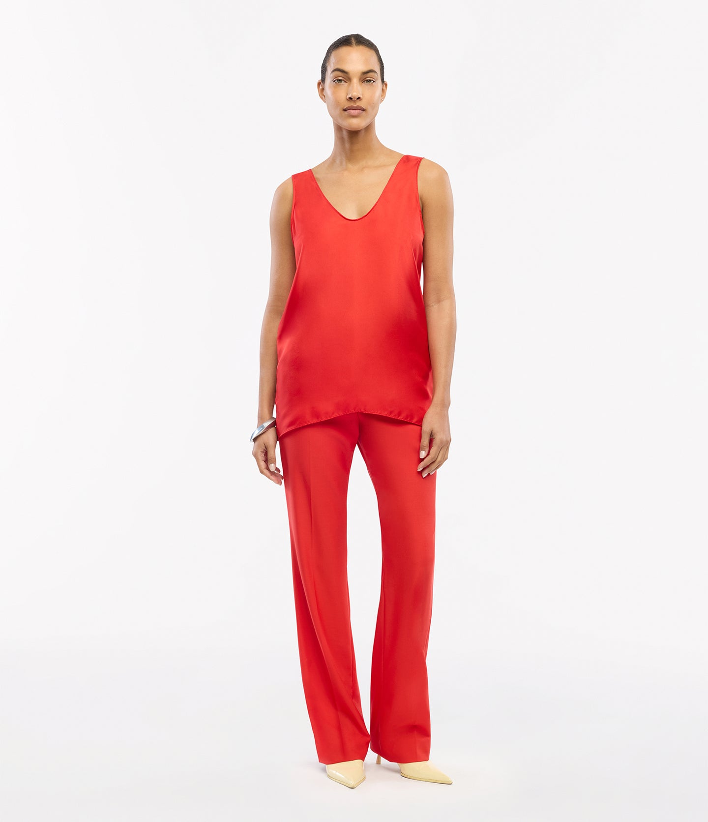 Another Tomorrow Silk Tank in Red – Silk Women's Top