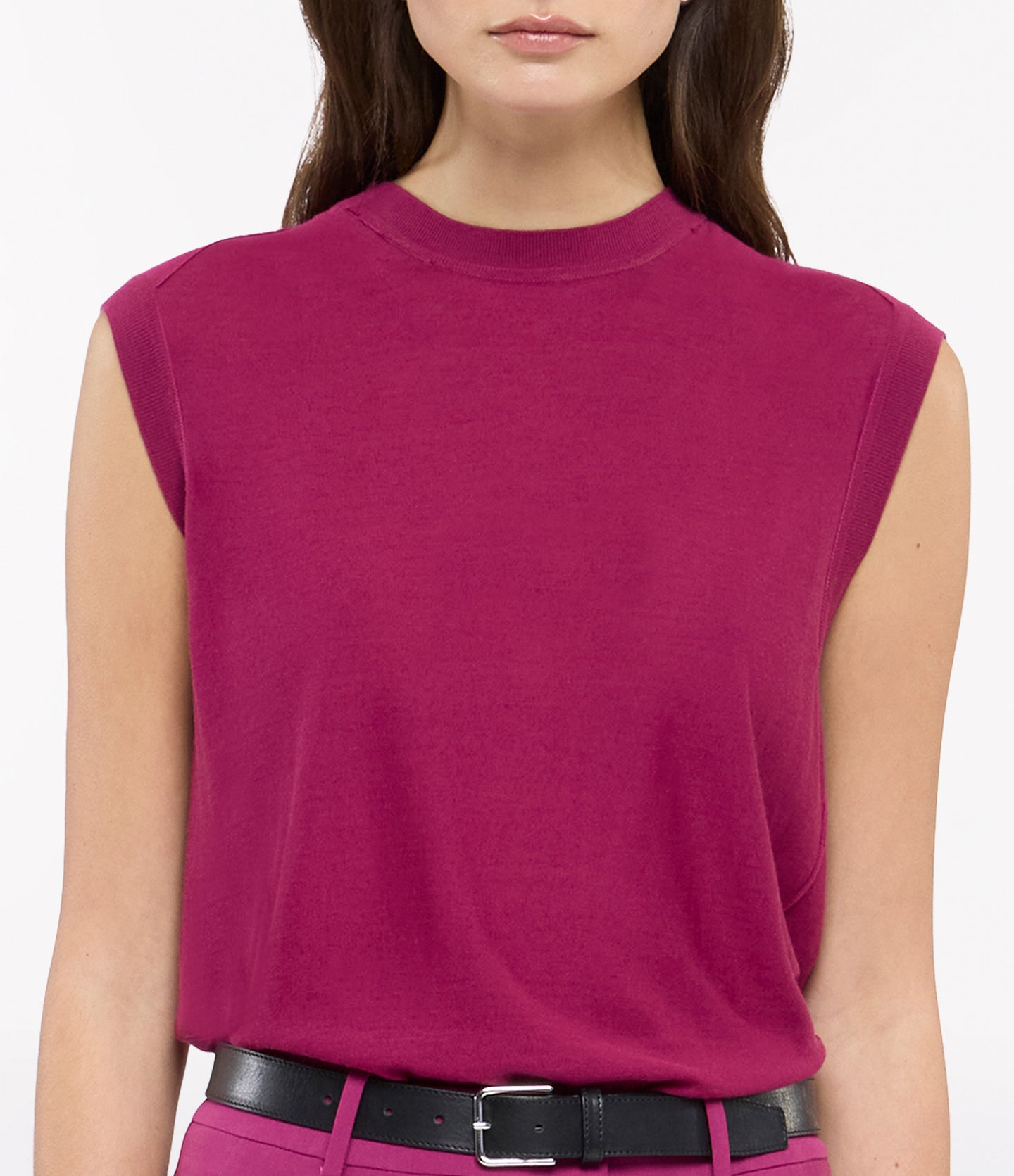 Another Tomorrow Featherweight Shell in Magenta – Wool Women's Top