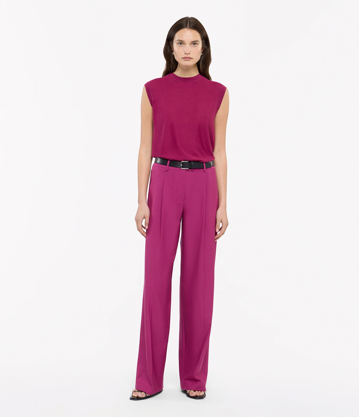 Another Tomorrow Featherweight Shell in Magenta – Wool Women's Top