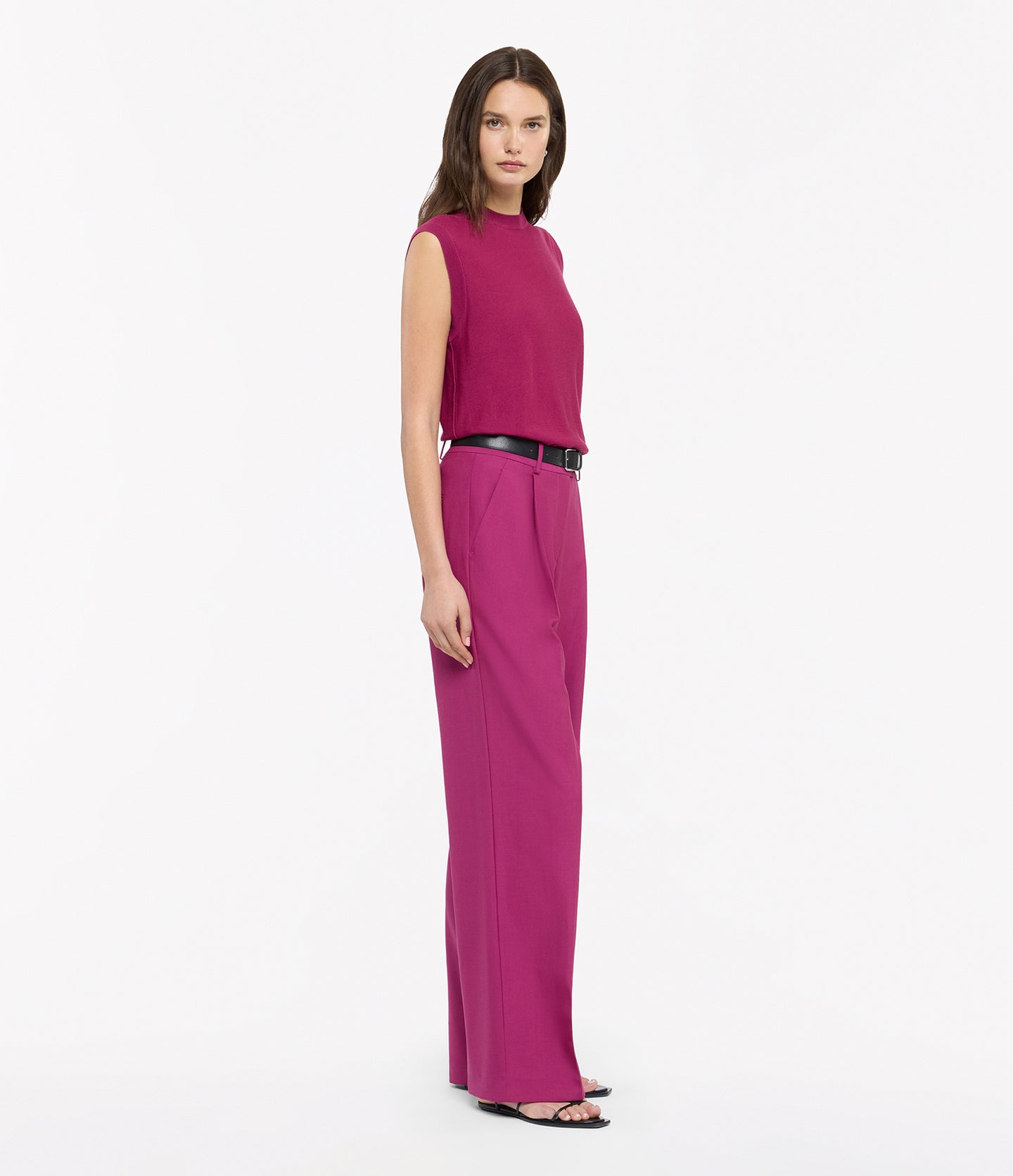 Another Tomorrow Featherweight Shell in Magenta – Wool Women's Top