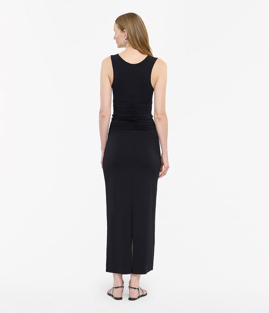 Another Tomorrow Ruched Tank Dress in Black – Cotton Women's Dress